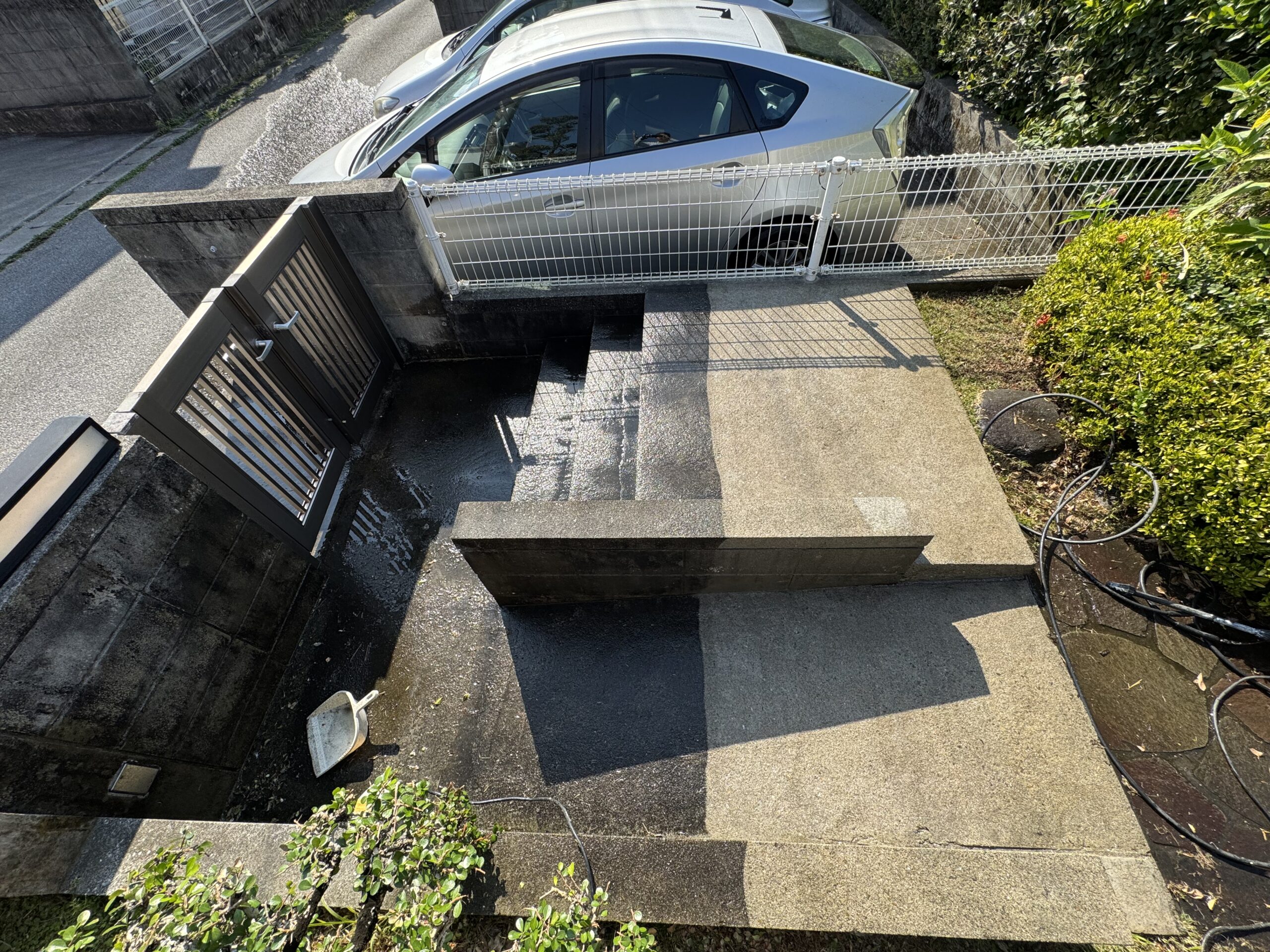 洗浄した部分としていない部分の境目