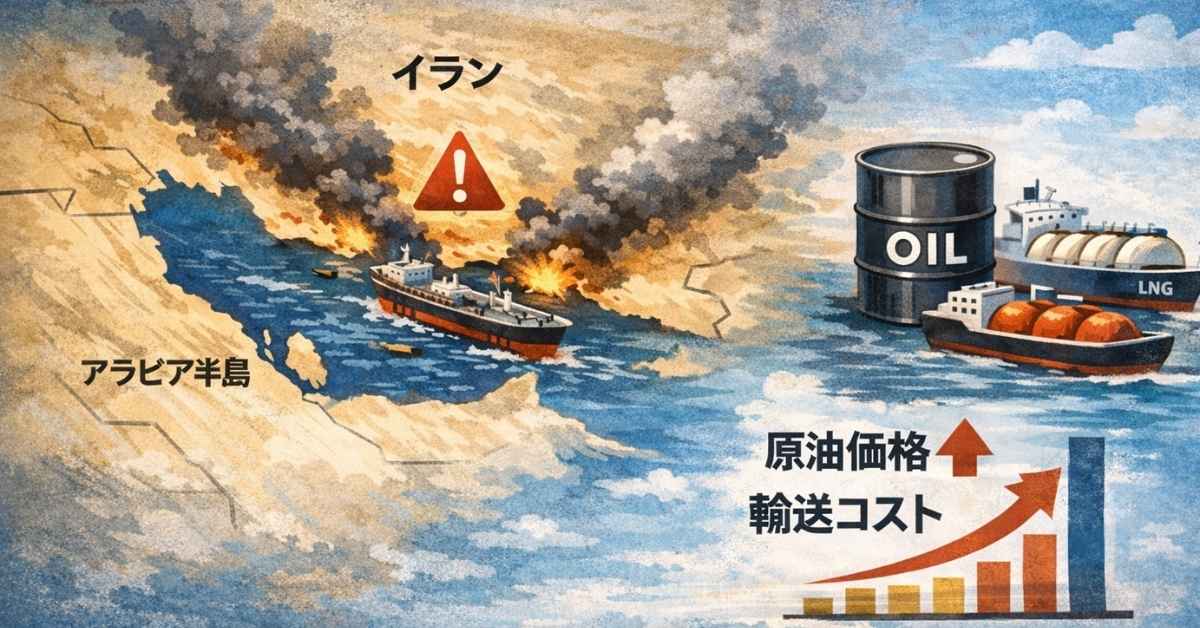 ホルムズ海峡の情勢をイメージした図解画像